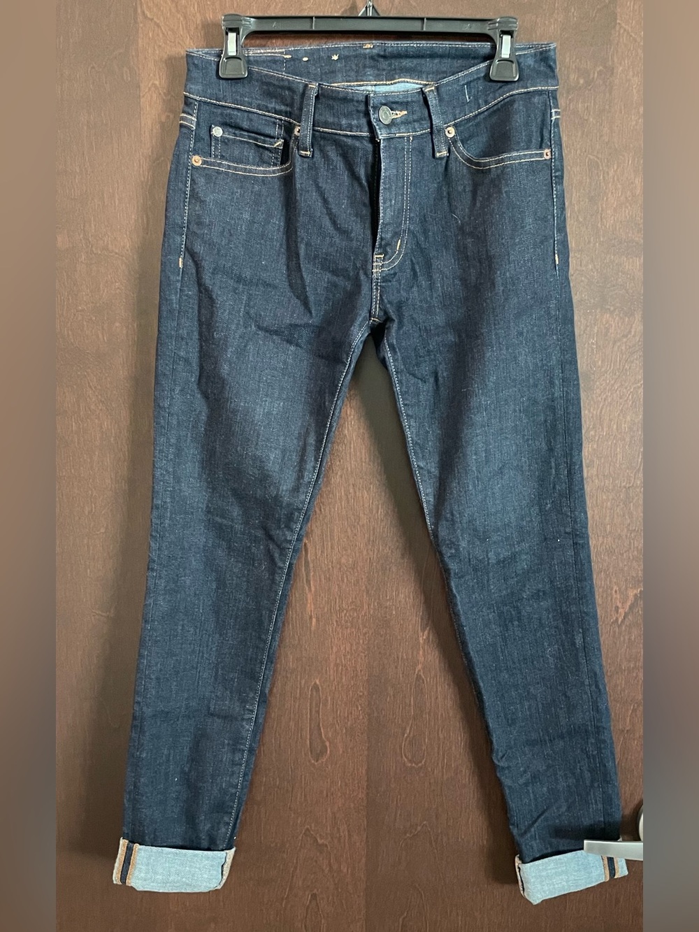 Denim & Supply Ralph Lauren Womens Skinny Jeans Dark Blue Rolled Hem 28/32